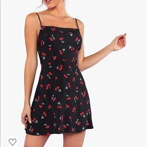 Cherry Printed Black Mini Dress Size Large